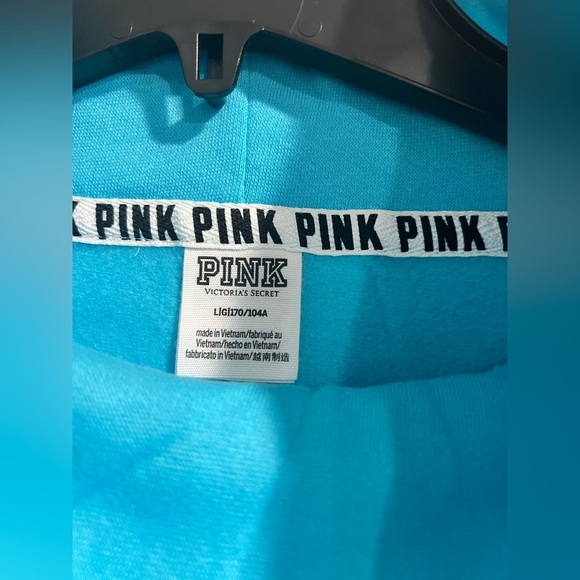 NEW NIP VS PINK‎ Victoria Secret teal blue cowl neck crop sweatshirt L large - Picture 3 of 6